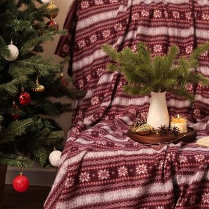 Плед новогодний Экономь и Я "Зимний орнамент" 150*130см, пл.160 г/м2, 100% п/э