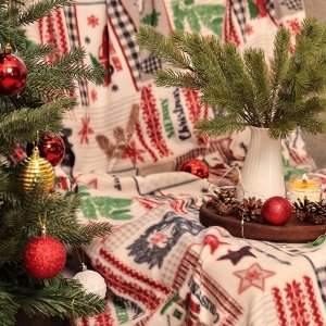 Плед новогодний Экономь и Я «Рождество» 150*180см, пл.160 г/м2, 100% п/э