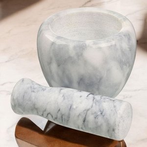 Cтупка с пестиком каменная кухонная для измельчения специй, приправ и т.д.,, 10см*7,5см*12см, цвет в ассортименте