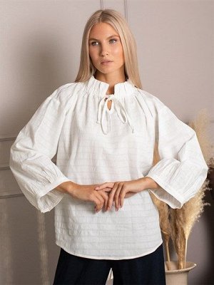 Блузка Лён 50%, хлопок 50%
Женская блуза с розами из натурального льна и хлопка с завязками. Великолепная блуза прямого кроя с длинными пышными рукавами, линия плеча спущена, она отлично будет сочетат