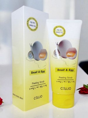 Гель-скатка очищающая для лица CELLIO с Улиточным муцином и Яйцом 180 мл. Корея