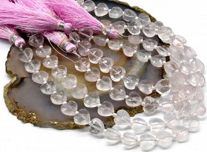 Бусины из розового кварца сердце 9*9мм с гранями, 20см, 21 бусина
