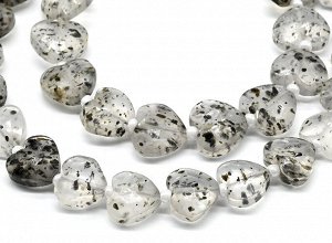 Бусины из кварца рутилового сердце 9*9мм с гранями, 20см, 20 бусин
