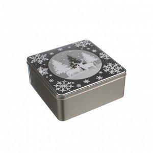 Банка для сыпучих продуктов 3,2л [СЕРЕБРЯНЫЙ ЛЕС] жесть 19,8*19,8*9,2см