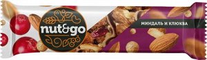 Миндальный батончик NUT&GO с клюквой глазир. 36г 18шт