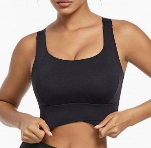 Спортивный топ эластичный с чашкой(не съемная), фиксирующий, черный