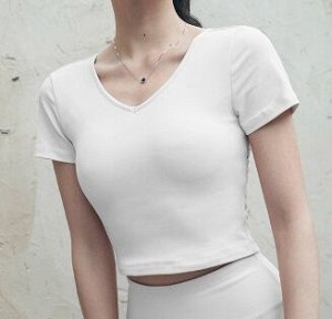 Облегающая короткая футболка эластичная быстросохнущая  , белый