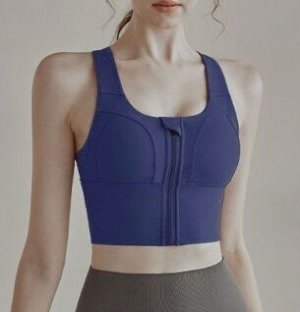Спортивный топ эластичный с чашкой, фиксирующий, синий