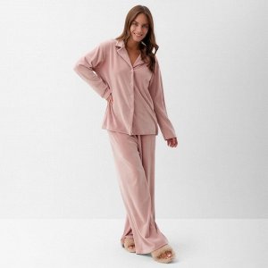 Пижама женская (рубашка, брюки) KAFTAN Plushy, розовая