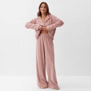 Пижама женская (рубашка, брюки) KAFTAN Plushy, розовая