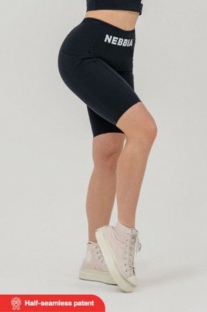 Велошорты NEBBIA High waisted biker shorts 10? GYM THERAPY (Чёрный)(628)