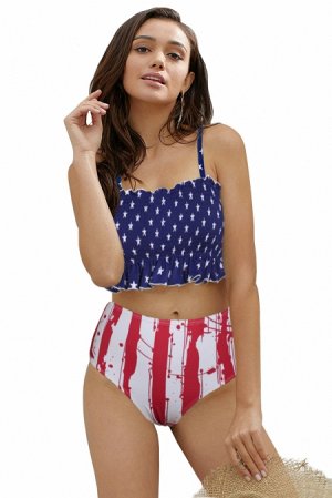 Купальник бикини с имитацией расцветки американского флага