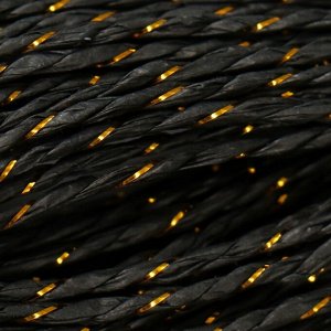Пряжа для вязания спицами, крючком 100% целлюлоза Softino Raffia Color Melange, кручёная, чёрная с золотом, 10 м