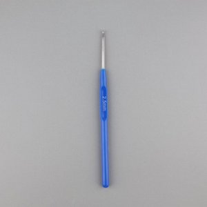 Крючок для вязания, с пластиковой ручкой, d=2.5 мм, 13.5 см, синий