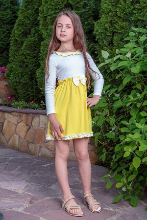 Платье "Полина", короткий рукав, лимонный