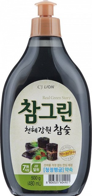 Ср-во д/мытья посуды LION Korea CHAMGREEN 500г Древесный уголь (бутыль,пуш-пул)