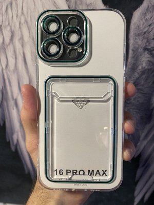 Силиконовый прозрачный чехол для Iphone Card Case с пластиковым карманом для карты и защитой камеры