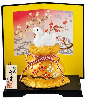 MATSUMOTO - фигурка белой змейки с мешком золотых монет
