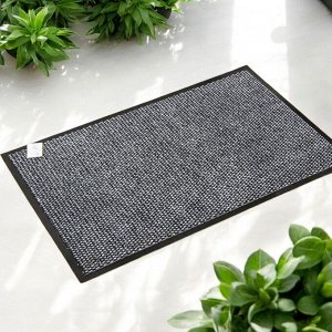 Коврик придверный входной грязезащитный на резиновой основе 60 x 90 см (цвет серый, рисунок в ассортименте)