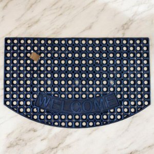 Коврик придверный грязезащитный ячеистый, 50*80 см  (цвет черный + синий)