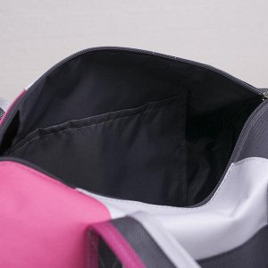 Сумка спортивная, отдел на молнии, наружный карман, длинный ремень, цвет серый/белый/розовый