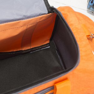 Сумка спортивная, отдел на молнии, 3 наружных кармана, длинный ремень, цвет серый/оранжевый