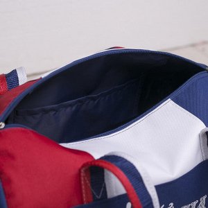 Сумка спортивная, отдел на молнии, наружный карман, длинный ремень, цвет синий/белый/красный