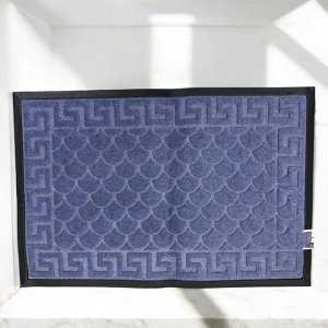 Коврик придверный входной грязезащитный на резиновой основе 60 x 90 см (цвет светло-синий, рисунок в ассортименте)