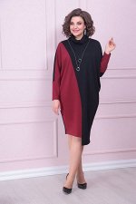 LadisLine 1519 вишня+черный, Платье