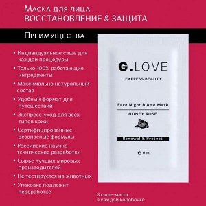 Ночная маска Восстановление и защита Honey Rose 8 саше по 6 мл.