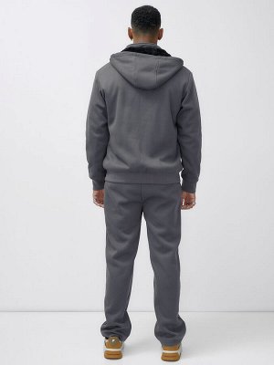 Спортивный костюм мужской зимний с начесом серого цвета 7336Sr