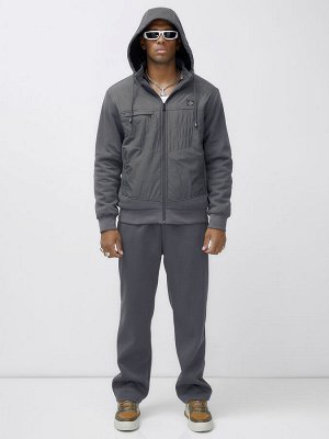 Спортивный костюм мужской зимний с начесом серого цвета 7336Sr
