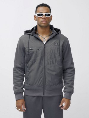 Спортивный костюм мужской зимний с начесом серого цвета 7336Sr