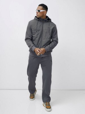 Спортивный костюм мужской зимний с начесом серого цвета 7336Sr