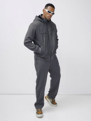 Спортивный костюм мужской зимний с начесом серого цвета 7336Sr