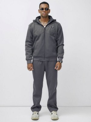 Спортивный костюм мужской зимний с начесом серого цвета 7332Sr