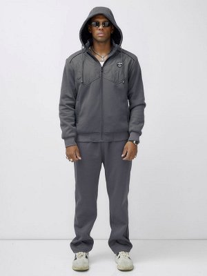 Спортивный костюм мужской зимний с начесом серого цвета 7332Sr