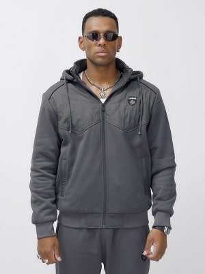 Спортивный костюм мужской зимний с начесом серого цвета 7332Sr
