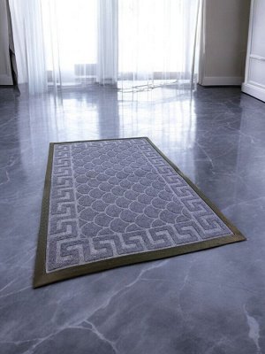 Коврик придверный входной грязезащитный на резиновой основе 60 x 90 см (цвет светло-синий, рисунок в ассортименте)