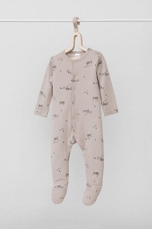 Комбинезон(Осень-Зима)+baby (игрушечные паровозики на кремовом)