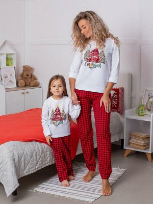 Пижама детская, модель 324, трикотаж (Нарядные ёлочки)