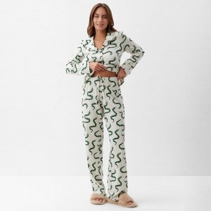 Пижама новогодняя женская (рубашка и брюки) KAFTAN "Змеи" размер