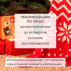 Плед новогодний Экономь и Я "Орнамент" 150*180см, пл.160 г/м2, 100% п/э