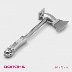 Молоток для мяса с топориком Доляна, 28 см, серебристый