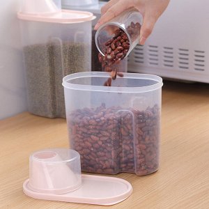 Контейнер банка для сыпучих продуктов с мерным стаканчиком, 1,9 л., 1 шт., 21 х 17 см., цвет в ассортименте