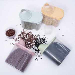 Контейнер банка для сыпучих продуктов с мерным стаканчиком, 1,9 л., 1 шт., 21 х 17 см., цвет в ассортименте