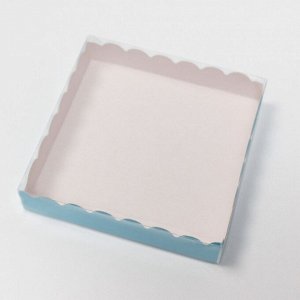 Коробочка для печенья с PVC крышкой, голубая, 15 х 15 х 3 см набор 10 шт