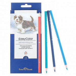 Карандаши цветные 12 цветов BrunoVisconti Easycolor, трёхгранные, особо мягкие