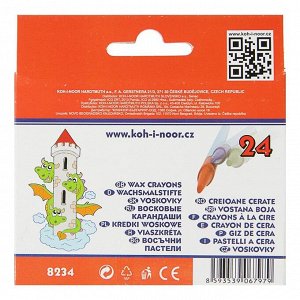 Мелки восковые 24 цвета 7.8 мм, Koh-I-Noor 8234/24, круглые, в картонной упаковке, L=80 мм