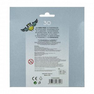Фломастеры 30 цветов Koh-I-Noor 1012/30 "Совы", картонная упаковка, европодвес